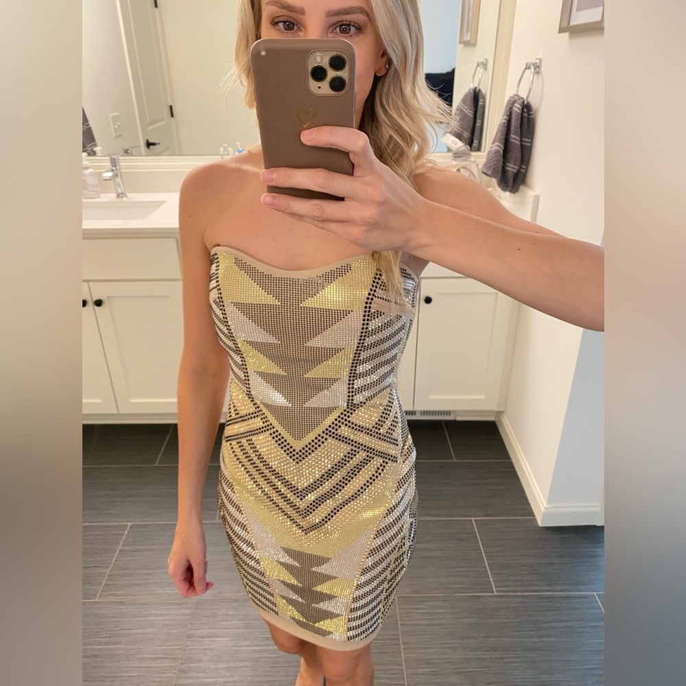 Bejeweled Geometric Bodycon Mini Dress